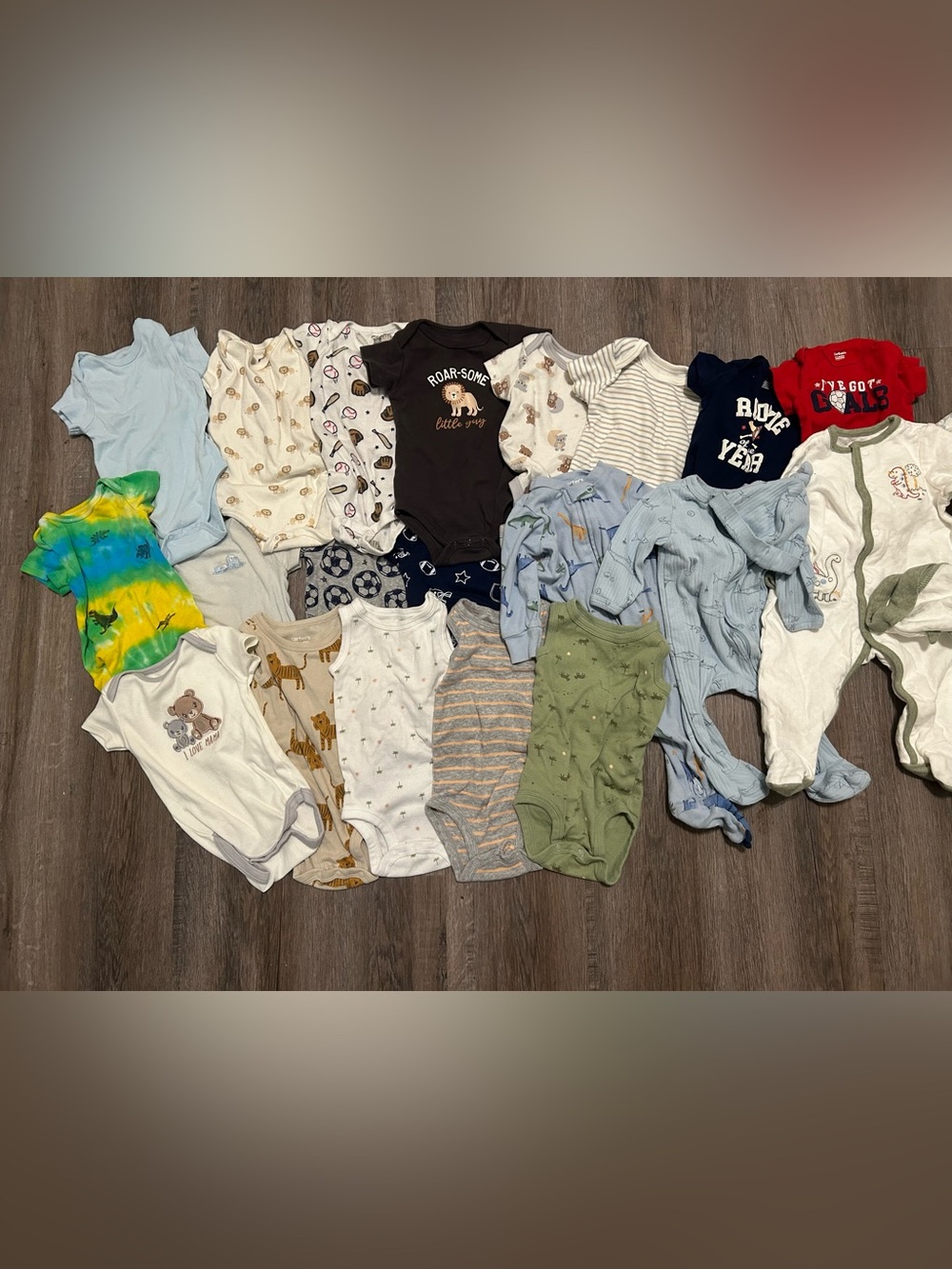 Baby boy onesies and footies